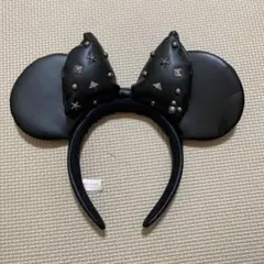 スタッズ付きブラックミッキー耳カチューシャ