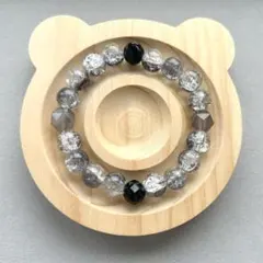 ビーズブレスレット　ガラスビーズ　黒