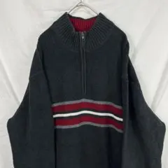 y2k エディーバウアー eddie bauer ハーフジップ ニット 赤灰