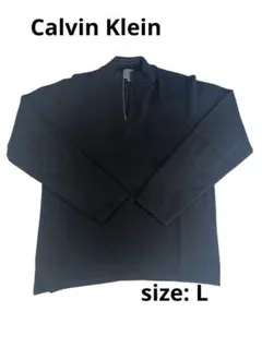 メンズ ニット セーター ハーフジップ L カルバンクライン 黒 ブラック 長袖