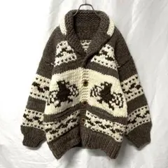 カナダ製 カウチンニット カーディガン セーター 鷹