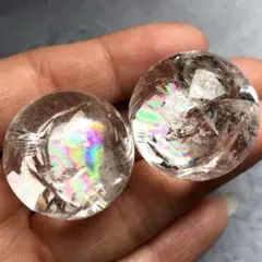 【限定価格！2個セット！虹入り】天然石　アイリスクォーツ　水晶　丸玉20