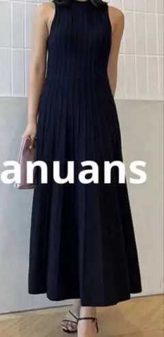 未使用 anuansピンタックストライプアメスリニットワンピースブラック anuansピンタックストライプアメスリニットワンピースブラック - メルカリ