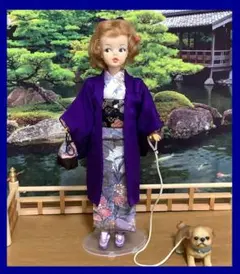 タミーちゃん用 和服 【小紋・羽織★茄子紺】ハンドメイド着物セット