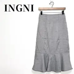INGNI　イング　千鳥格子柄マーメイド／スカート　バックゴム　裏地あり　グレー