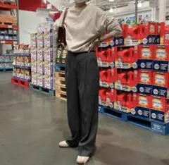 poik merci pintuck pants charcoal スラックス