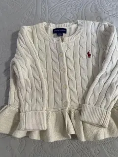 ラルフローレン　コットンケーブルニットペプラムカーディガン　24M 90