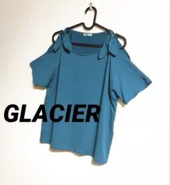着画あり♪ GLACIER 肩リボン 肩あき カットソー グリーン L