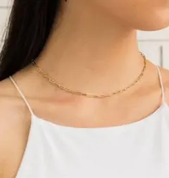 SALE ステンレス ロング スクエア チェーン ネックレス ゴールド