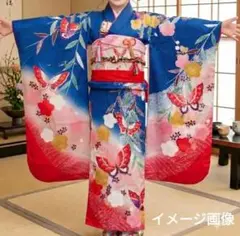青色正絹子供着物のサムネイル