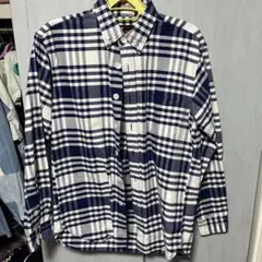 JUMBO ネイビー ホワイト チェック 長袖ネルシャツ