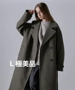 CLEL テックメルトンルーズ ダブルチェスターコート カーキ L 極美品