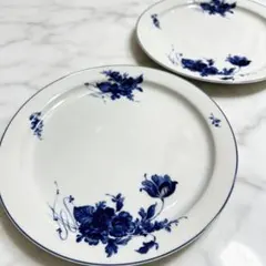 HOYA プレート皿 2枚セット 花柄 ブルー ホワイトのサムネイル