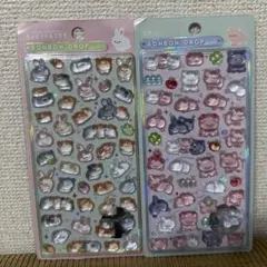 ボンボンドロップ　ぷくぷく　立体　3dシール　2枚　モルモット＆ウサギ　ブタ