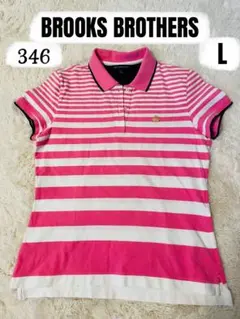 ブルックスブラザーズ　半袖ポロシャツ L ピンクストライプ　346