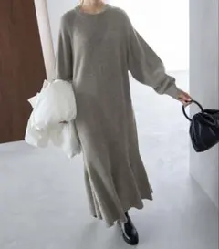 スローブイエナ　　CASADELフレアワンピース ロング丈 グレー