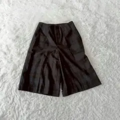 デプレDES PRÉS ウールシルクチェック柄キュロットパンツ 00日本製紺