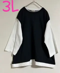 【新品タグ付き　大きいサイズ】重ね着レイヤード風カットソー　3L