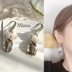 『No55』モスグリーン/上品綺麗大人ピアス　大ぶり　ハンドメイドイヤリング