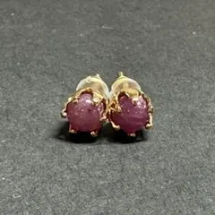 SP126 天然石 パワーストーン ステンレス スタッドピアス 天然 ルビー