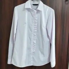 Perfect Suit Factory フリル付きシャツ 薄ピンク形態安定 L