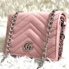 希少✨グッチ チェーンウォレット 2つ折り財布 キルティング 金具 マーモント