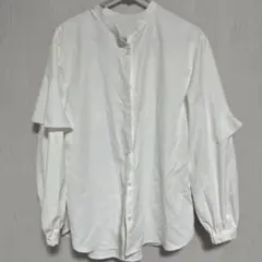 ホワイトフリル長袖シャツ