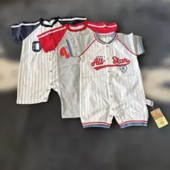 ロンパース 3点セット ストライプデザイン