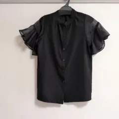 MURUA ムルア　ブラック フリル付き 半袖シャツ