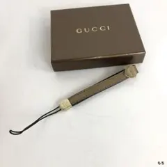 GUCCI グッチ レザー 携帯ストラップ ゴールド ロゴプレート 箱付のサムネイル