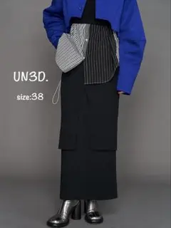 UN3D.❤️2トーンボーダーアシメニットスカート - メルカリ