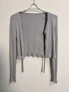 ★グレー リブ編み 長袖カーディガン アイスブルー★