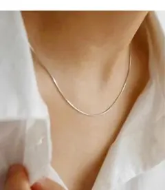 ステンレス スネークチェーンネックレス シルバー シンプル 韓国 アクセサリー
