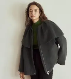 ★中古★titivateビッグフリルカラーブルゾンSsizeチャコールカラー