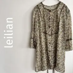 【美品✨クリーニング済】Leilian 総柄ピンタックレースブラウス⭐️上品