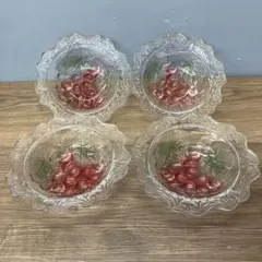 3F 曽我ガラス ぶどう柄 デザートボウル 小鉢 ガラス食器 4客セット レトロ