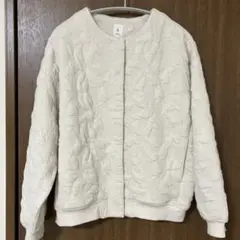 LILASIC ふくれジャカードカーディガン　ブルゾン　アイボリー