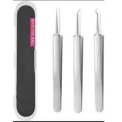 角栓ピンセット角栓取り 毛穴ケア 運び便利 3本 収納ケース付き