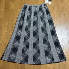 グレー ブラック チェック柄 フレアスカート　13号