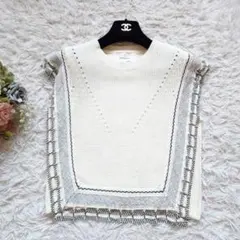 美品　アキラナカ　コンビニット　プルオーバー　カッワーク　ベスト　ホワイト 2025年最新】AKIRANAKA ニットベストの人気アイテム - メルカリ