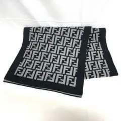 美品 FENDI フェンディ ズッカ 総柄 シルク 大判スカーフ ストール