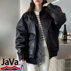 フェイク レザー ヴィンテージ オーバーサイズブルゾン　JaVa