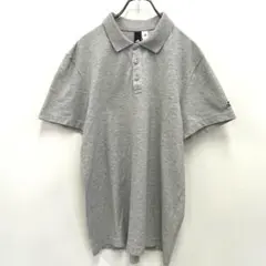 【美品】adidas 半袖ポロシャツ ロゴプリント サイズL グレーのサムネイル