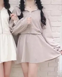 evelyn ハートビジューセットアップ ピンク