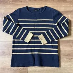 Rosso ネイビー・ベージュストライプ長袖ニット