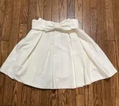 アイボリー フレアスカート リボン付き