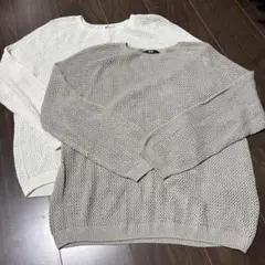 UNIQLO ニットセーター 3XL ホワイト・ベージュ2枚セット