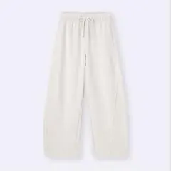 スウェットバレルレッグパンツ　ナチュラル　ホワイト　アイボリー
