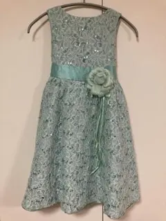 キャサリンコテージ スパンコール リボン ドレス ミントグリーン 130cm