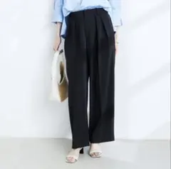 ノーリーズ ツイルツータックワイドパンツ 36 チャコールグレー